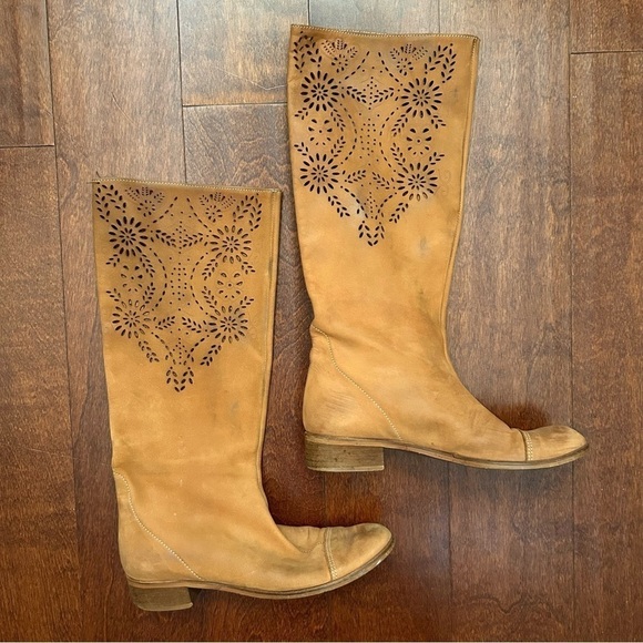 Anthropologie Openwork Laurel Boots Laser Cut in Brown Nubuck, Size6 EU36 - Picture 1 of 15